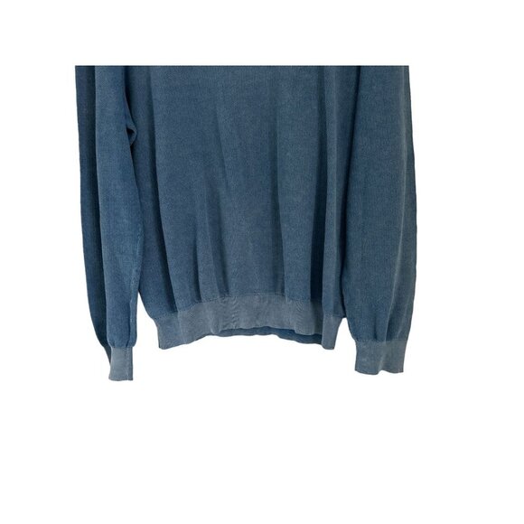J. McLaughlin Crewneck Waffled Cotton Washed Blue Long sleeve sweater Size Large - Picture 8 of 9